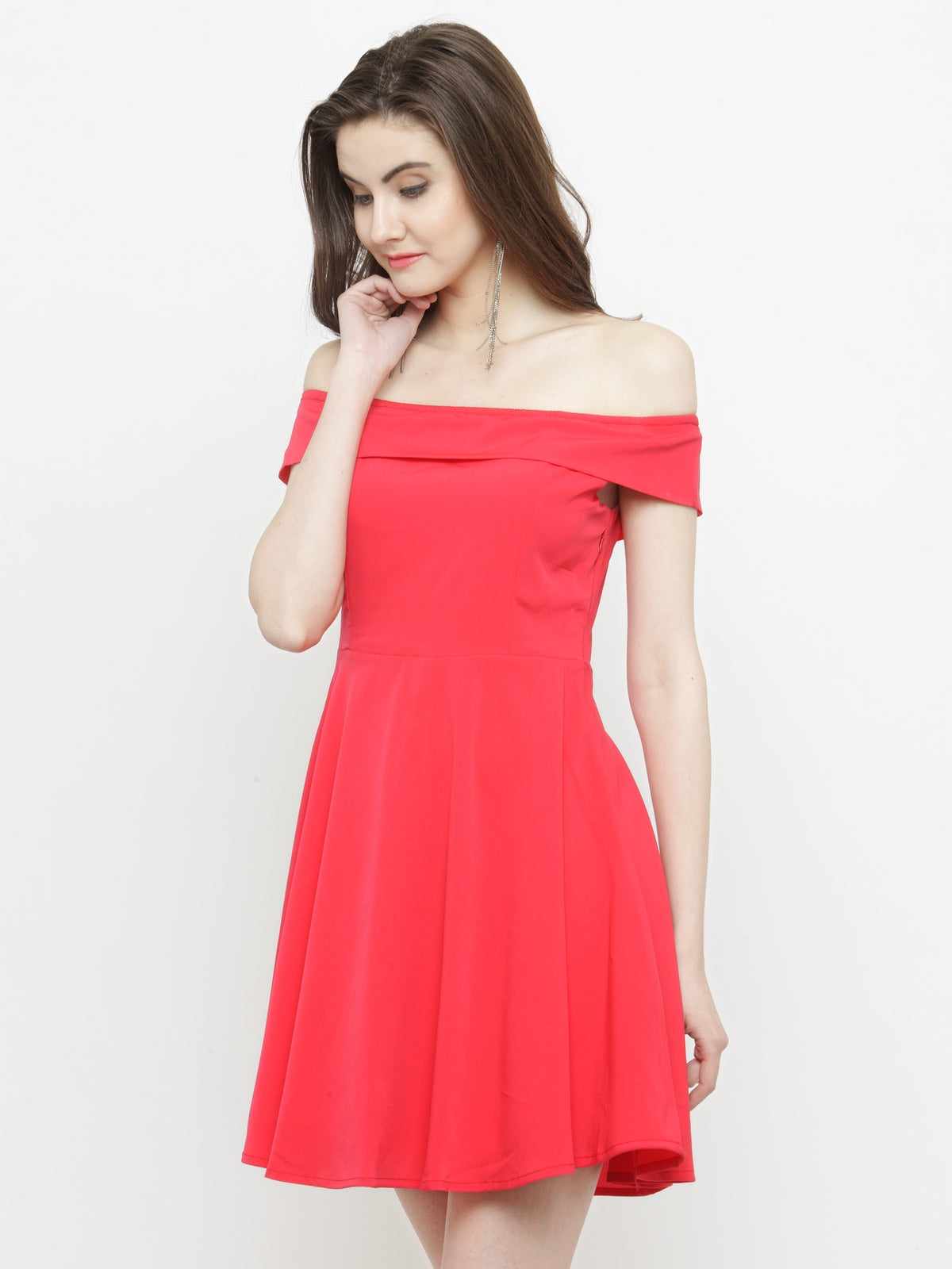 Solid Peach fit & Flear dress