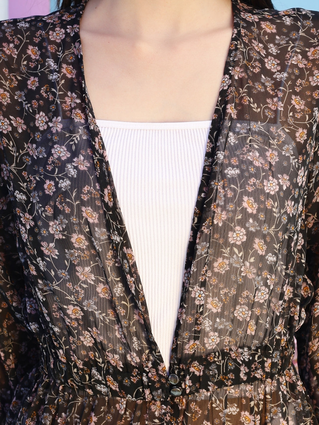 Sera Printed Long Sleeves Bohemian Longline Shrug