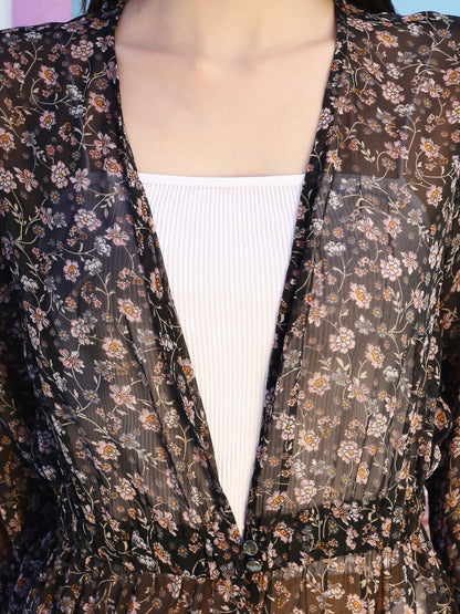 Sera Printed Long Sleeves Bohemian Longline Shrug