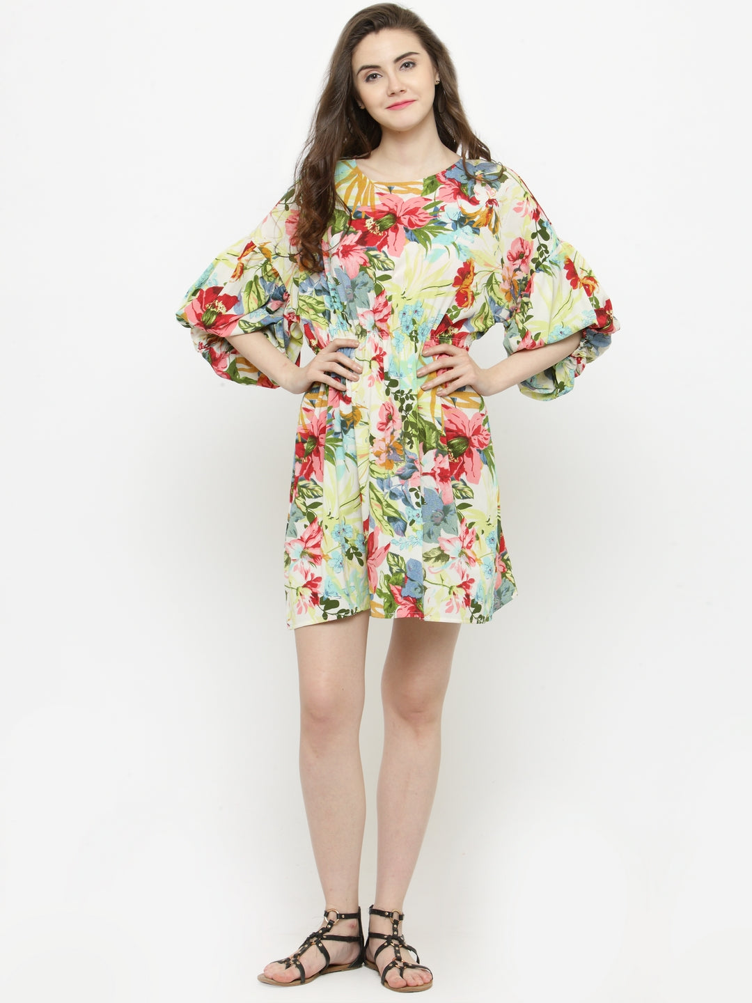 White Printed A-Line Dress