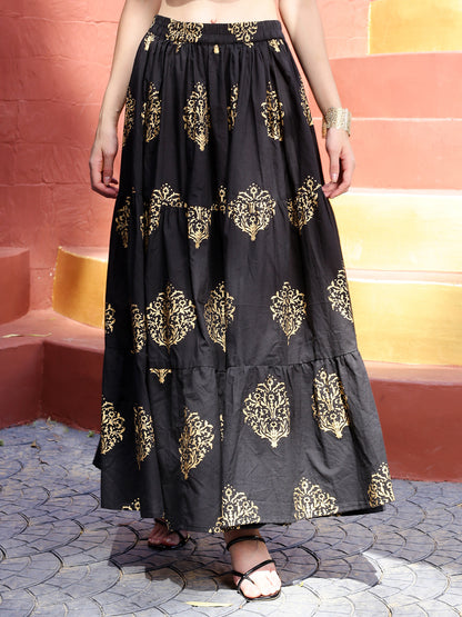 Black Print maxi Skirt