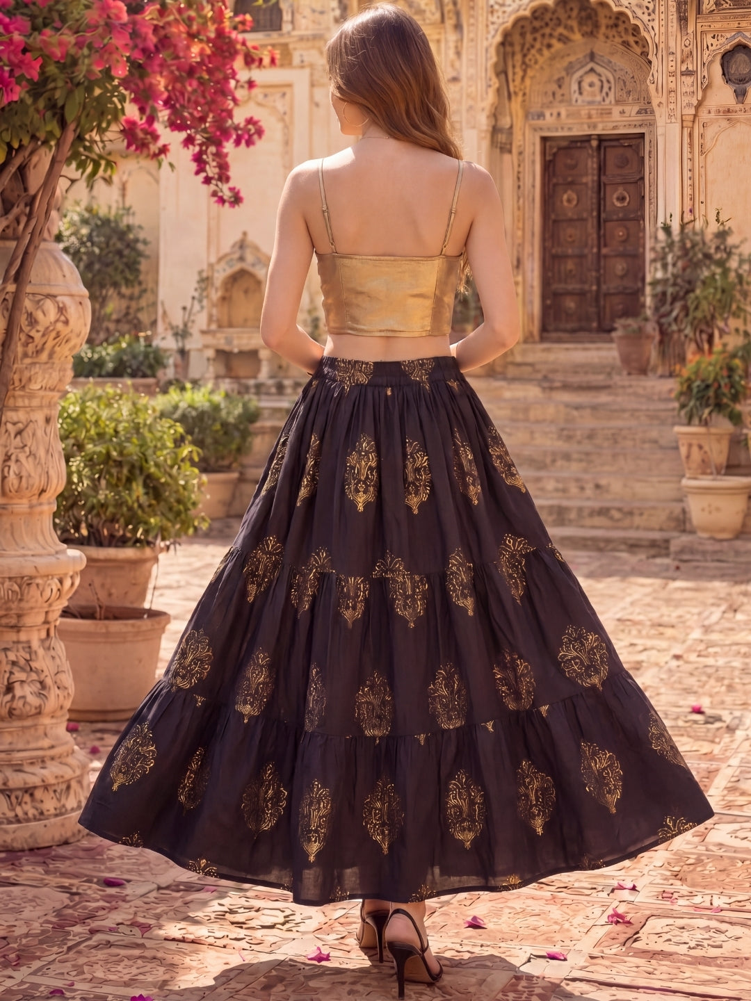 Cotton A-line Maxi Skirt