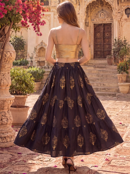 Cotton A-line Maxi Skirt