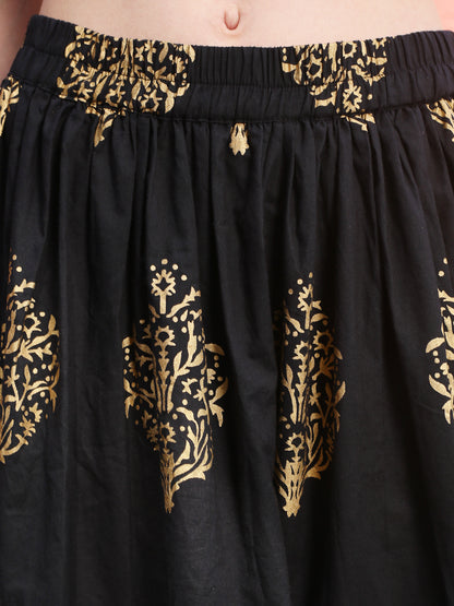 Black Print maxi Skirt