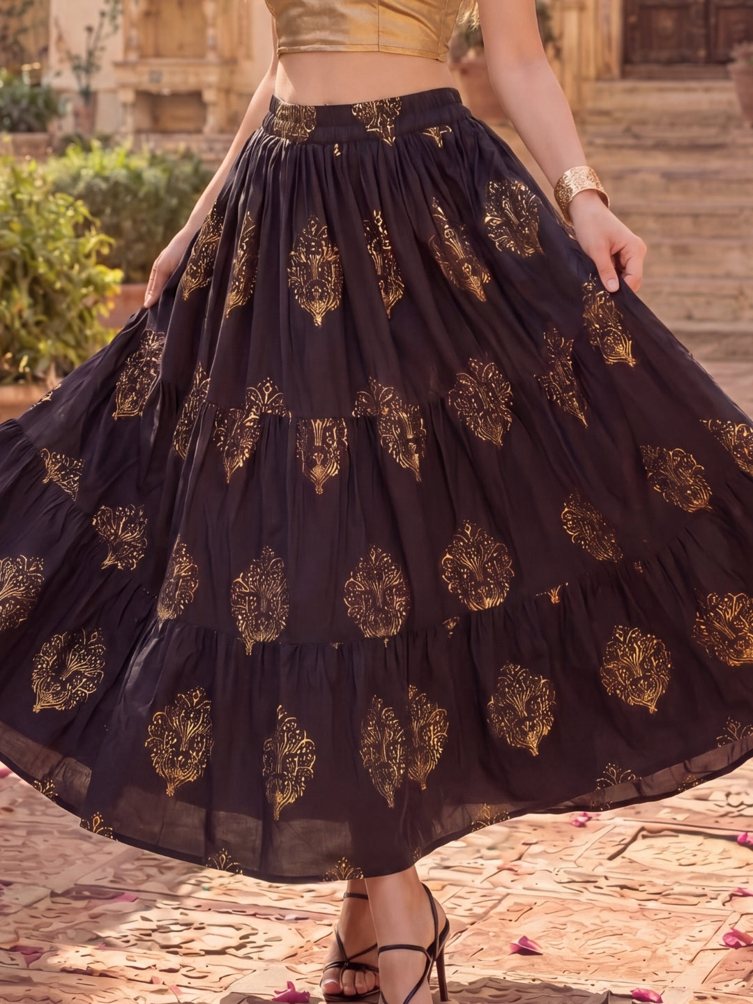 Cotton A-line Maxi Skirt