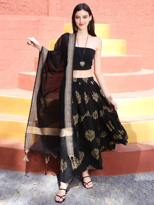 Black Print maxi Skirt