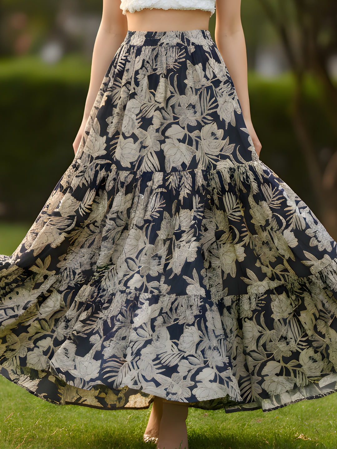 Floral Flowing Bohemian  Fashion Essential Long Skirt