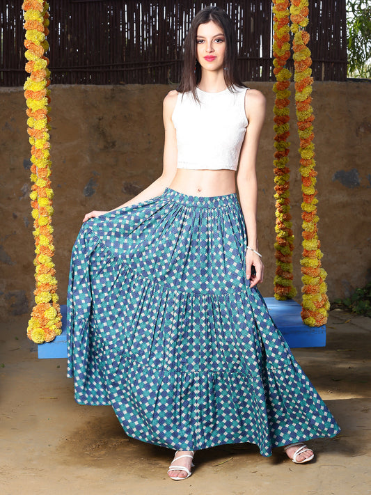 Blue Print maxi Skirt