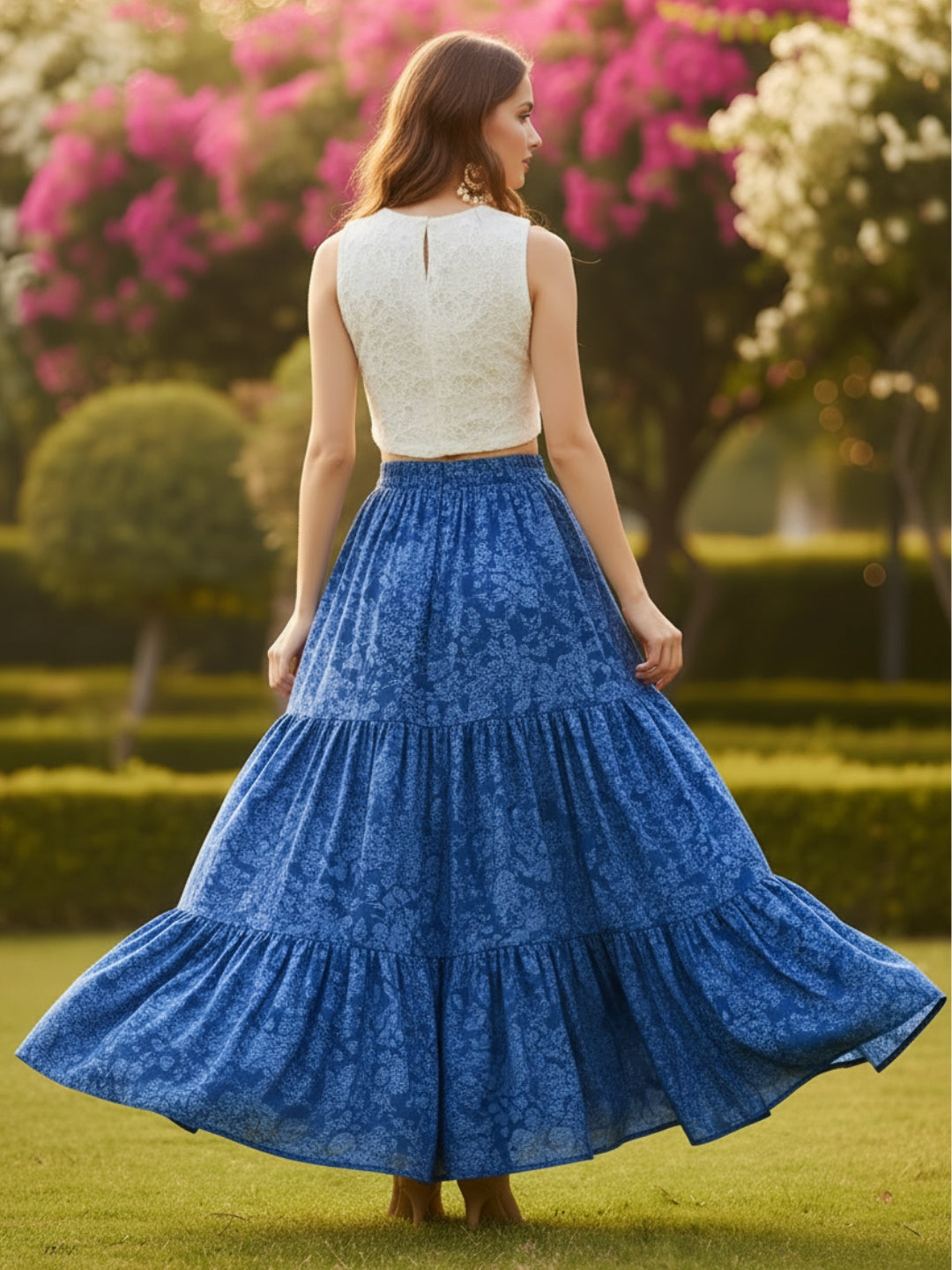 Pure Cotton Tiered Maxi Skirt