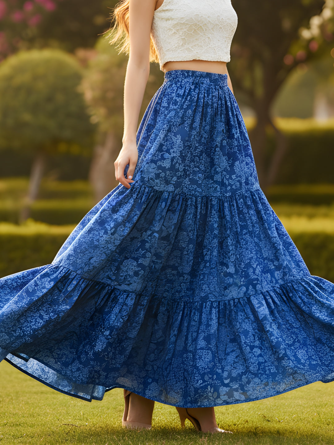Pure Cotton Tiered Maxi Skirt