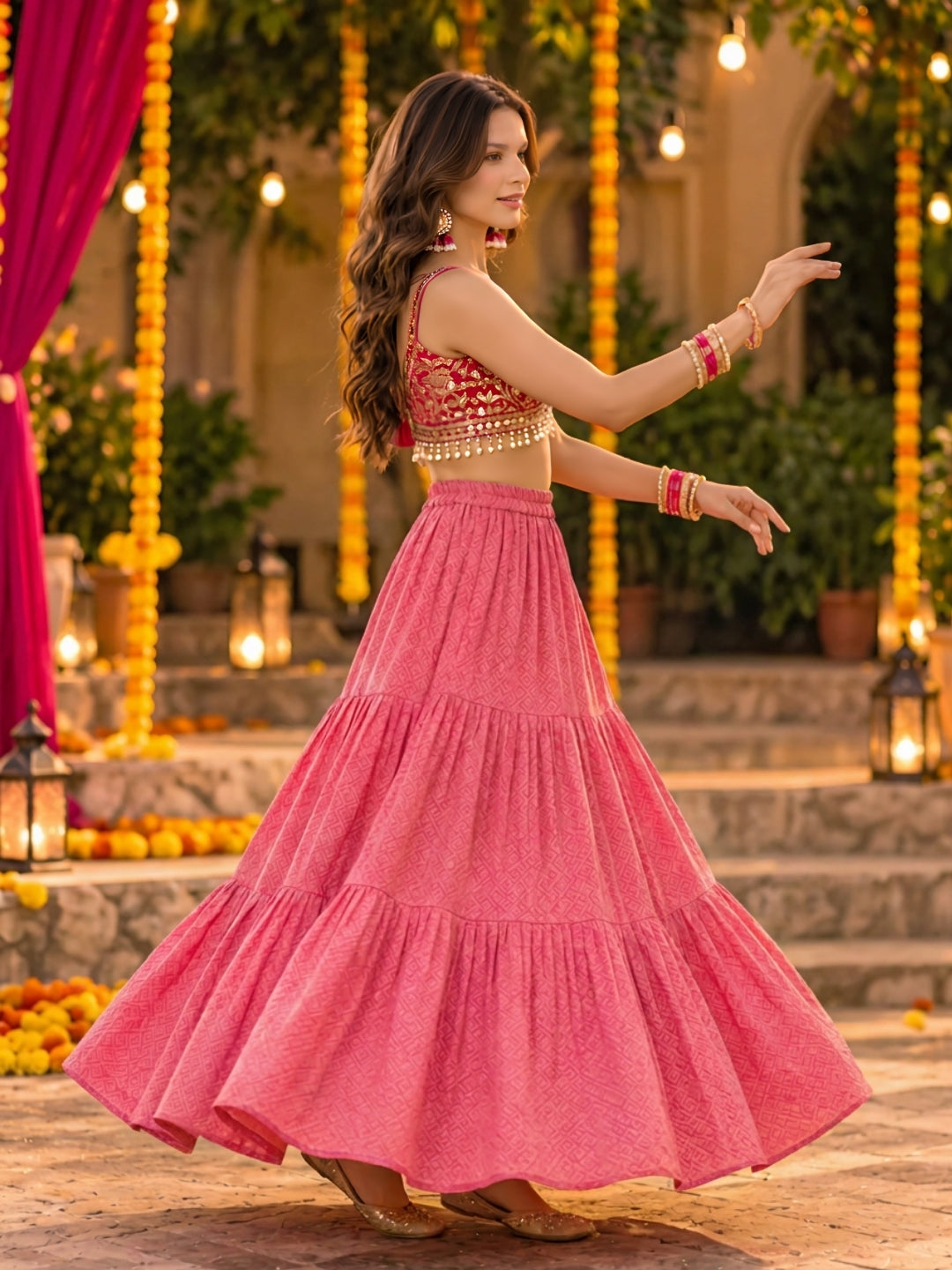 Tiered Garba & Dandiya Skirt