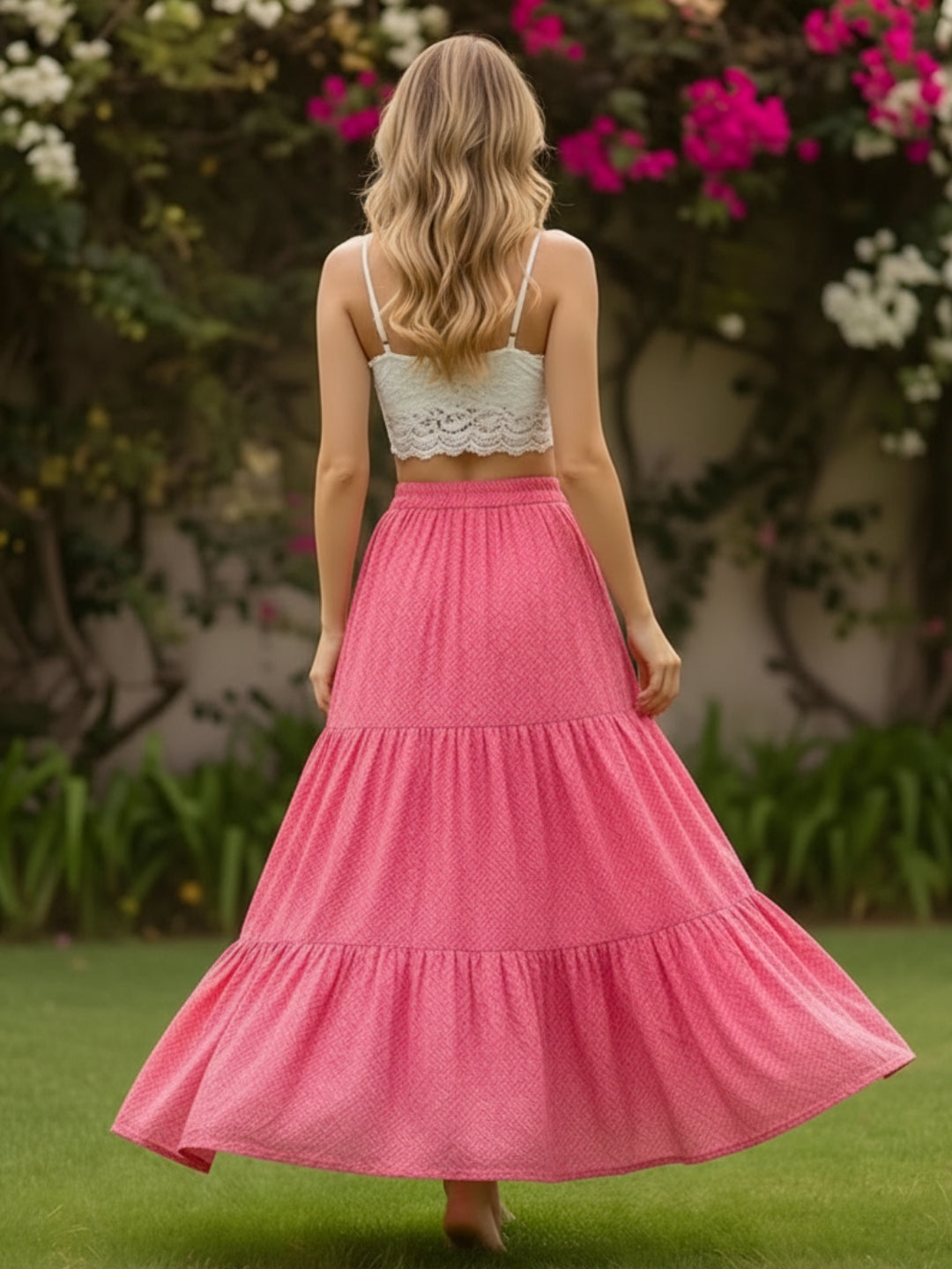 Crepe Tiered Maxi Skirt