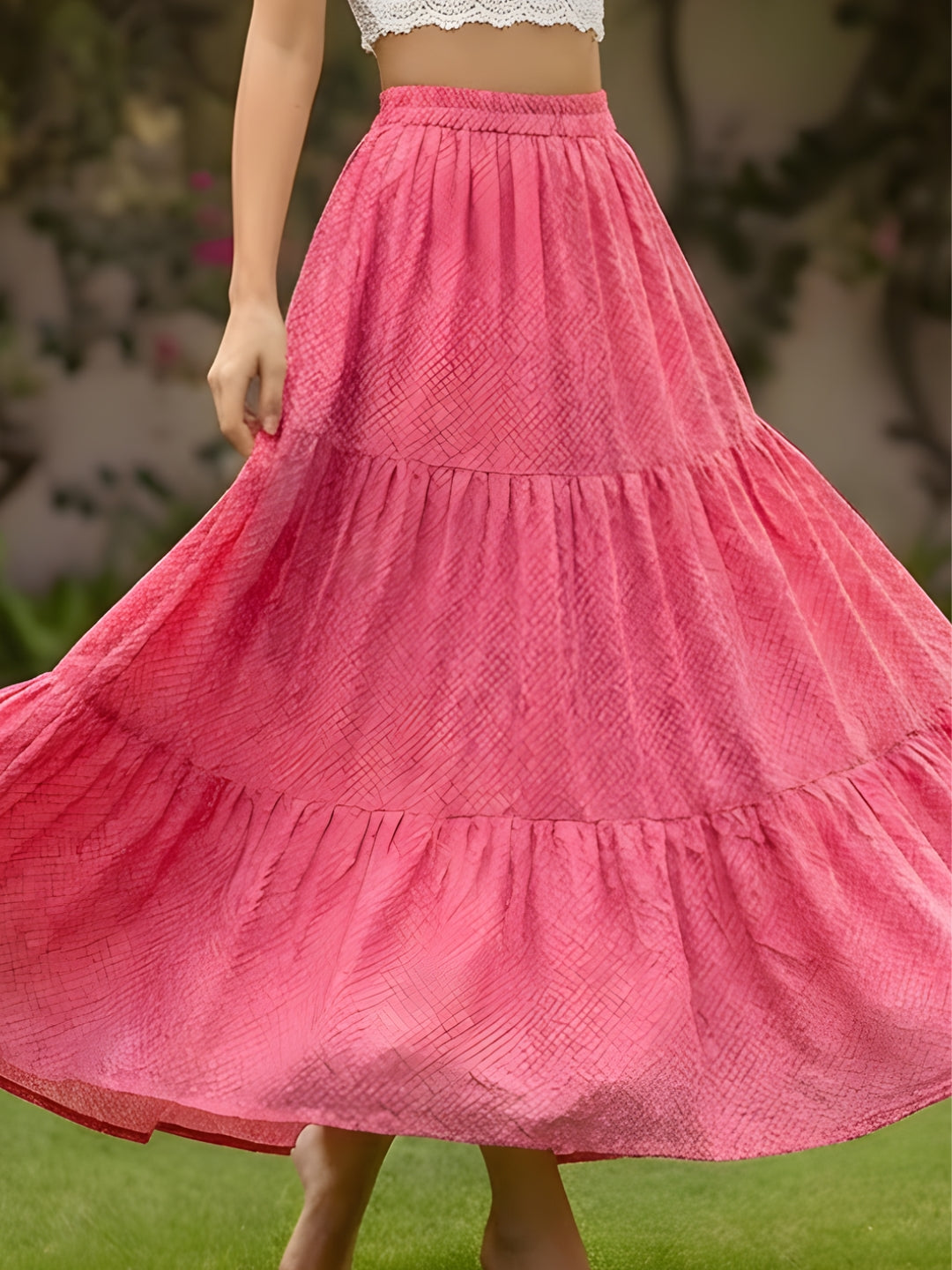 Crepe Tiered Maxi Skirt