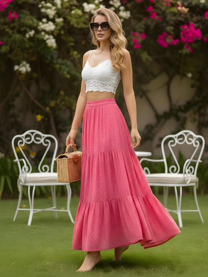 Crepe Tiered Maxi Skirt