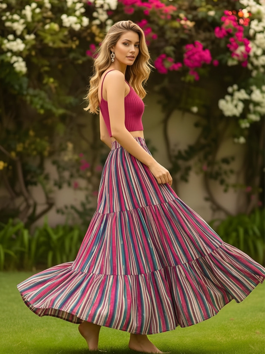 Pure Cotton Tiered Maxi Skirt