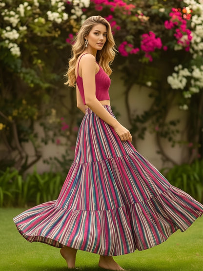 Pure Cotton Tiered Maxi Skirt