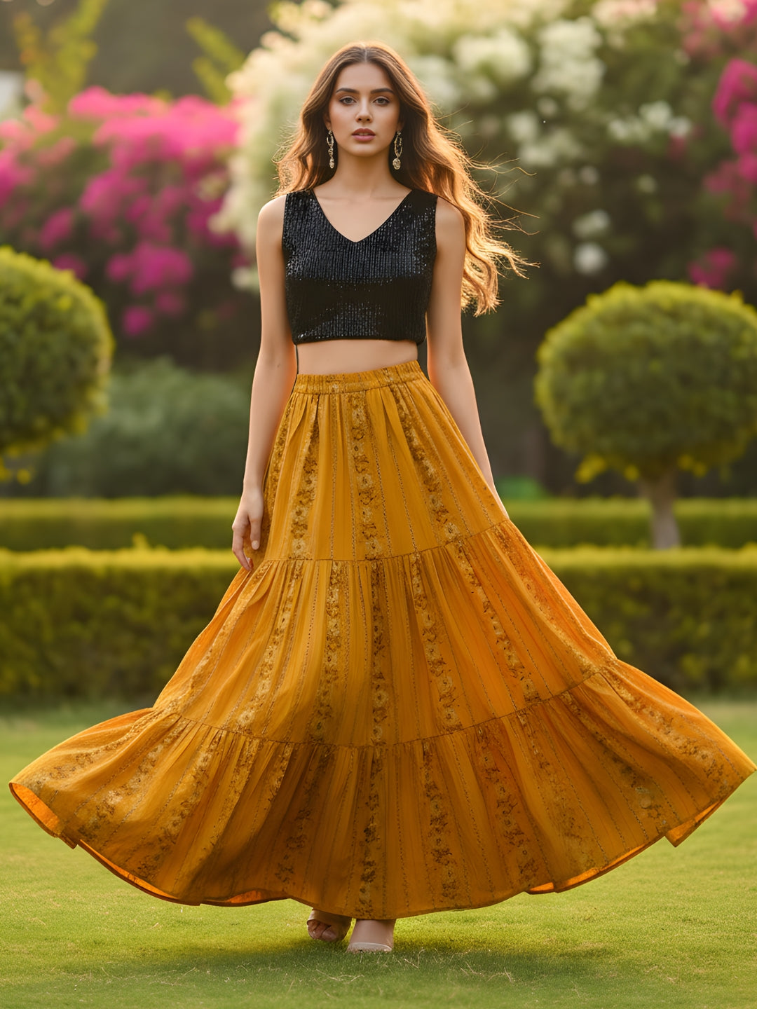 Pure Cotton Tiered Maxi Skirt