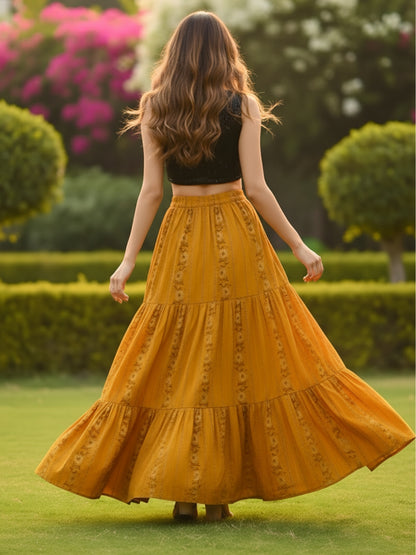 Pure Cotton Tiered Maxi Skirt