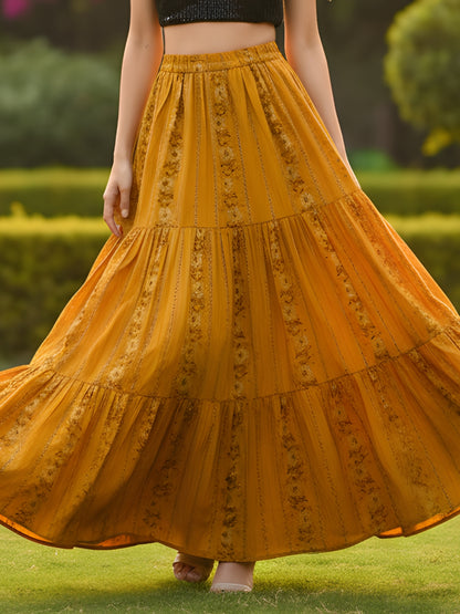 Pure Cotton Tiered Maxi Skirt