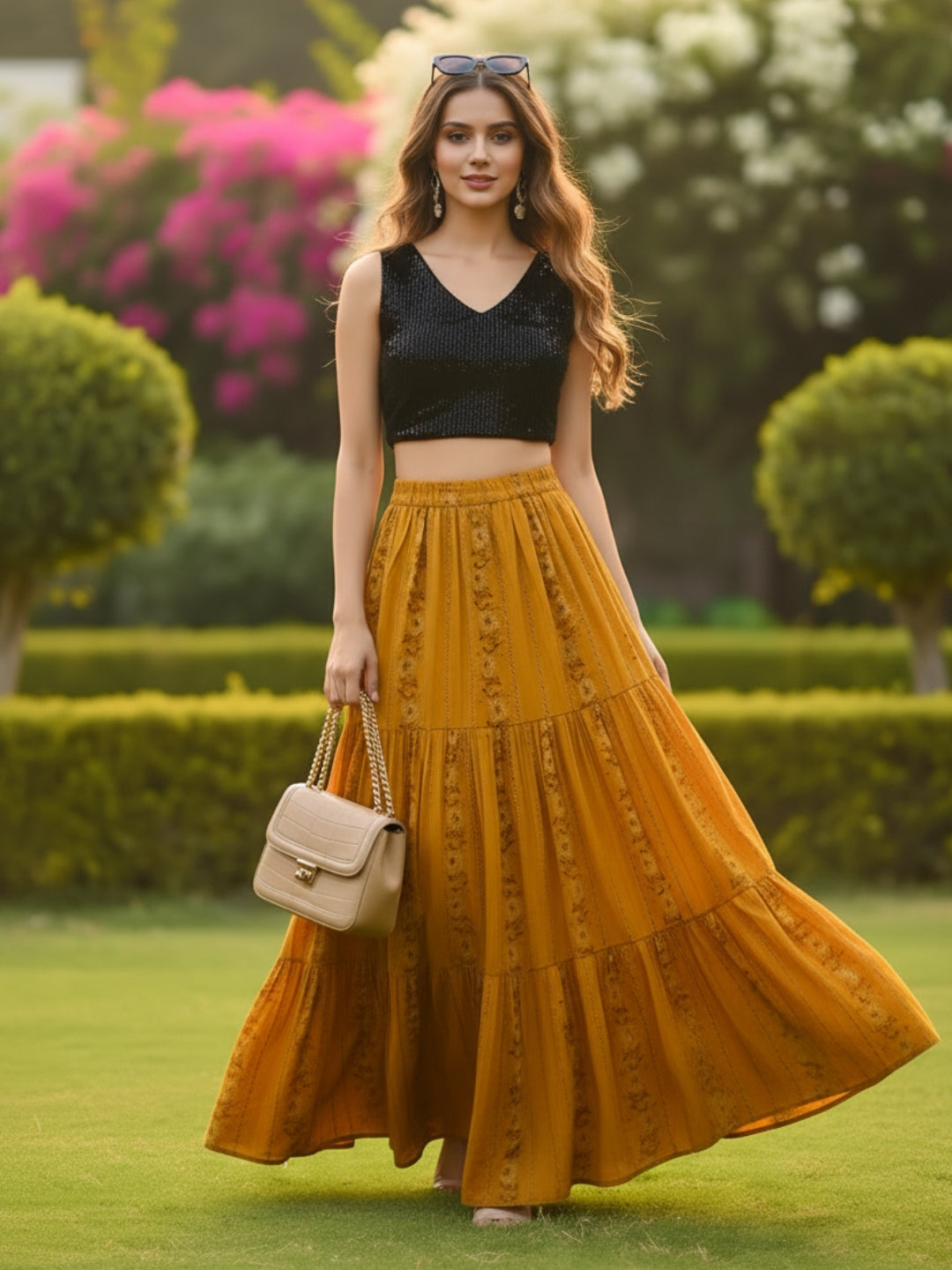 Pure Cotton Tiered Maxi Skirt