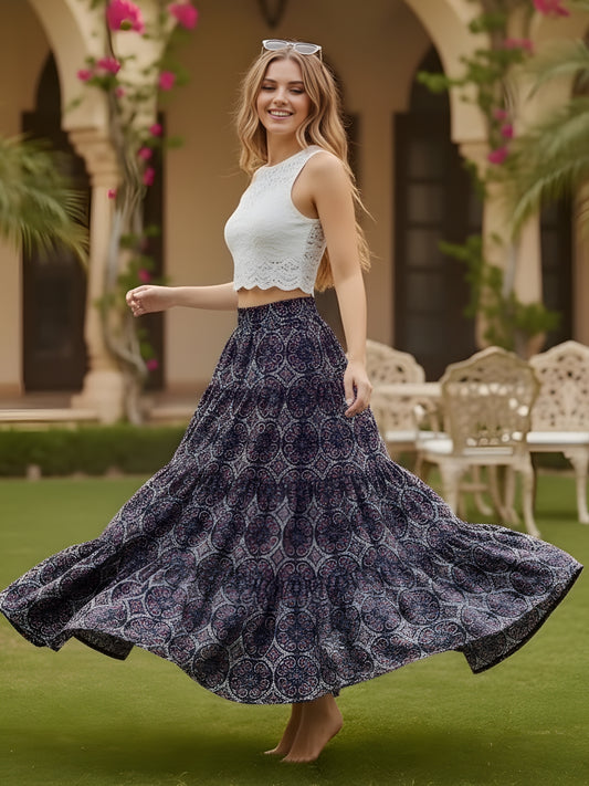 Pure Cotton Tiered Maxi Skirt