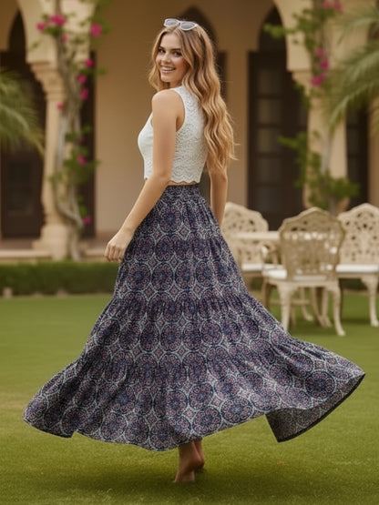 Pure Cotton Tiered Maxi Skirt