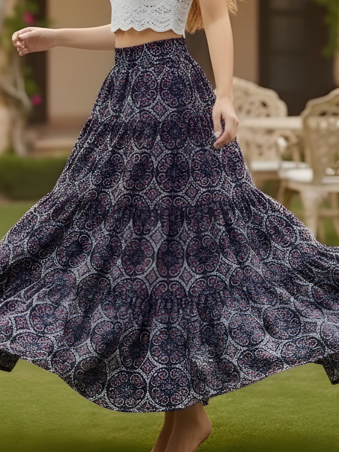 Pure Cotton Tiered Maxi Skirt