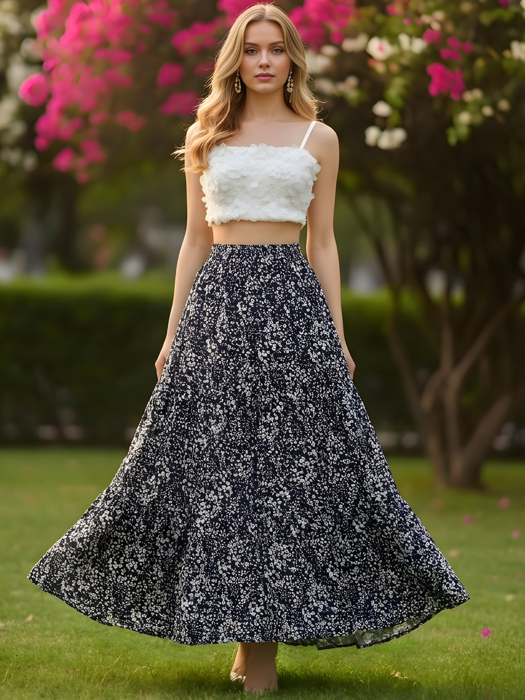 Pure Cotton Tiered Maxi Skirt