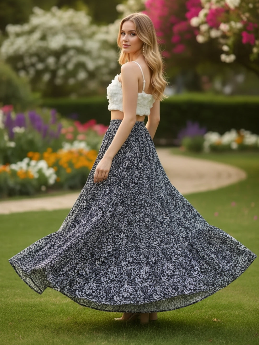 Pure Cotton Tiered Maxi Skirt