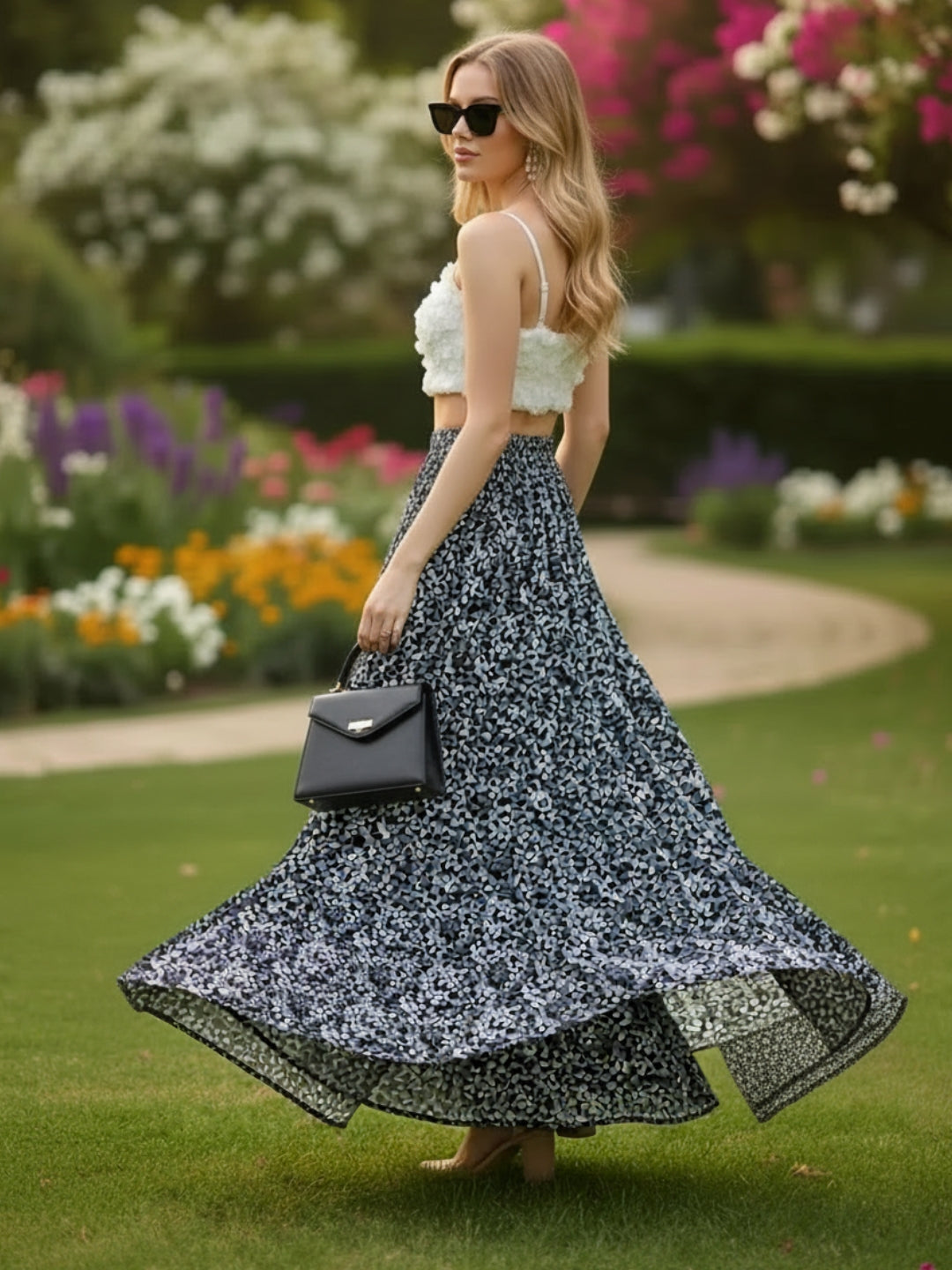 Pure Cotton Tiered Maxi Skirt