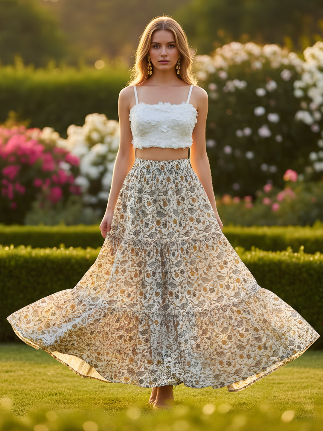 Pure Cotton Tiered Maxi Skirt