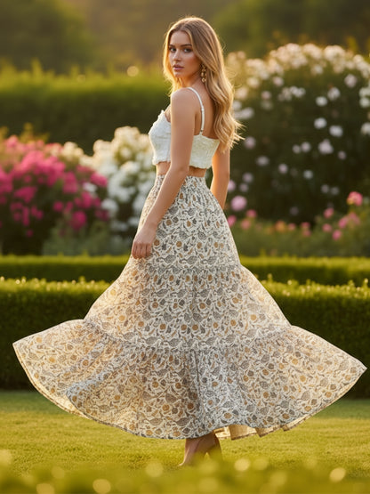 Pure Cotton Tiered Maxi Skirt