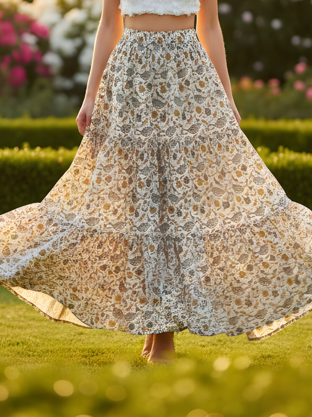 Pure Cotton Tiered Maxi Skirt