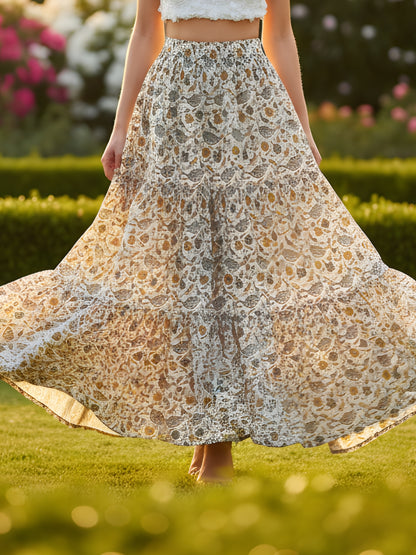 Pure Cotton Tiered Maxi Skirt