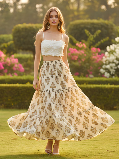 Pure Cotton Tiered Maxi Skirt