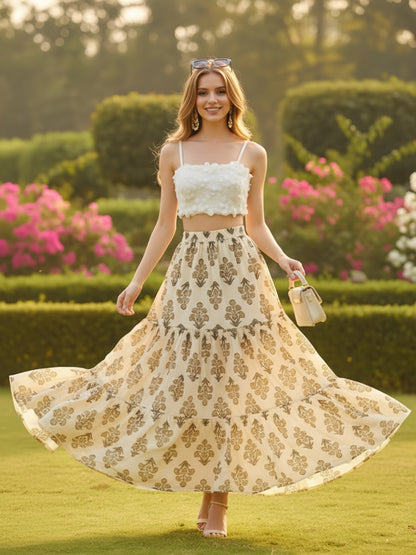 Pure Cotton Tiered Maxi Skirt