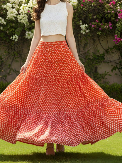 Elegant Turquoise Floral Flowing Bohemian Long Skirt Summer Fashion Essential