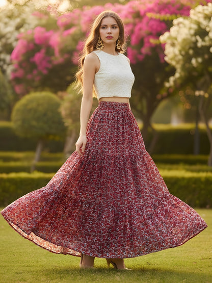 Pure Cotton Tiered Maxi Skirt