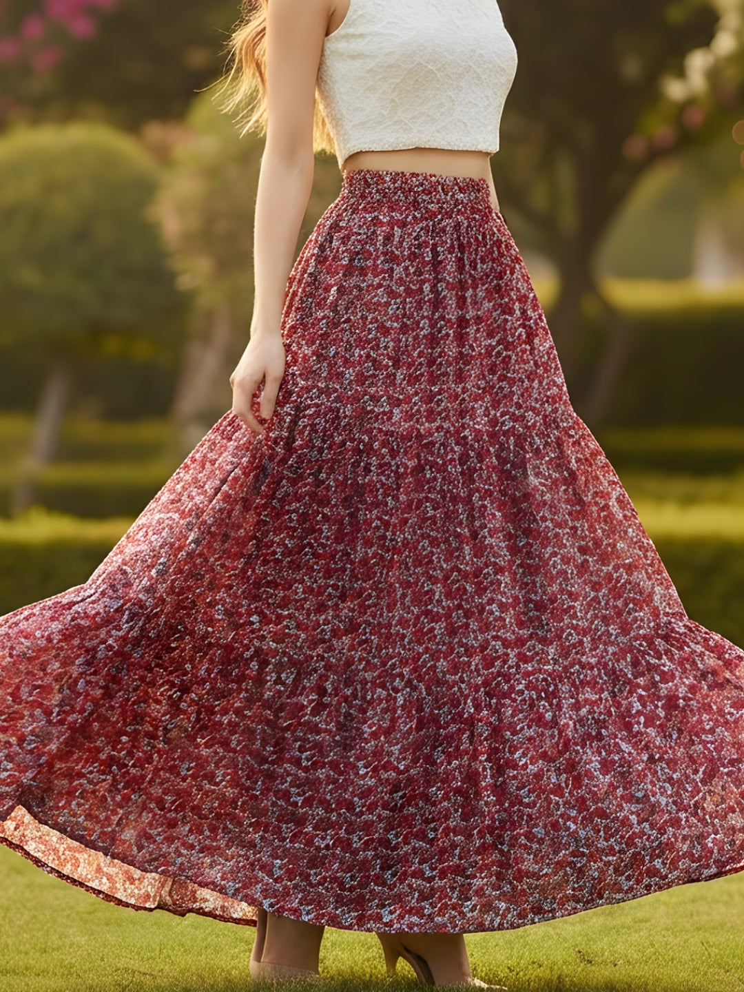 Pure Cotton Tiered Maxi Skirt