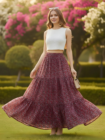 Pure Cotton Tiered Maxi Skirt
