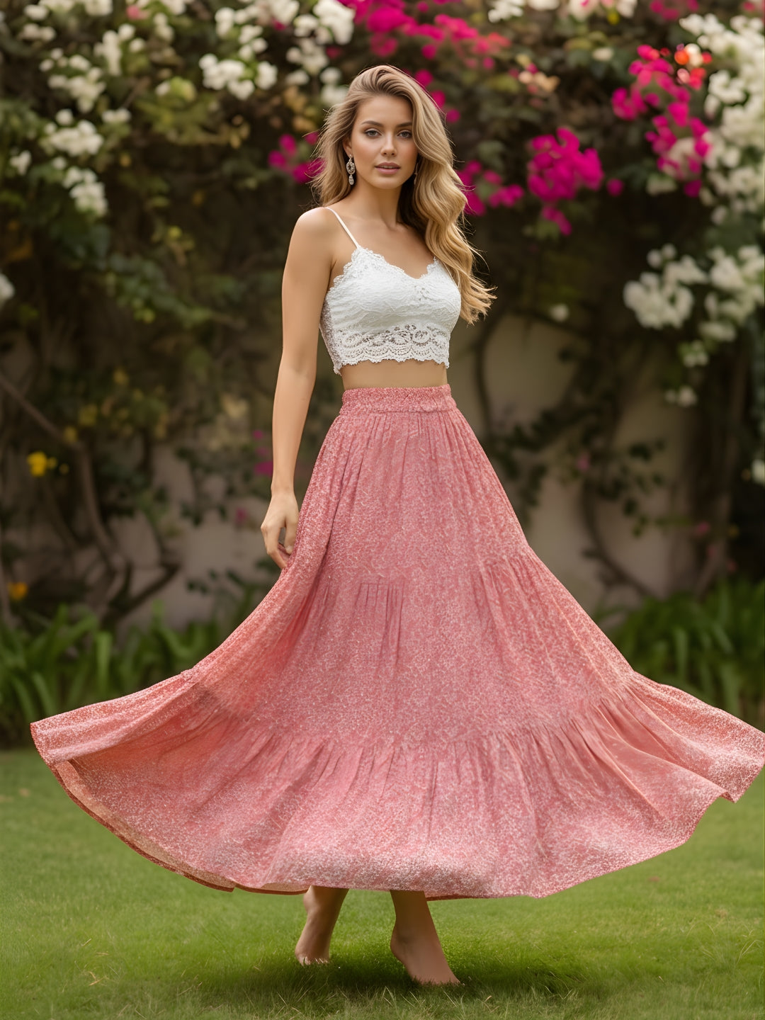 Pure Cotton Tiered Maxi Skirt