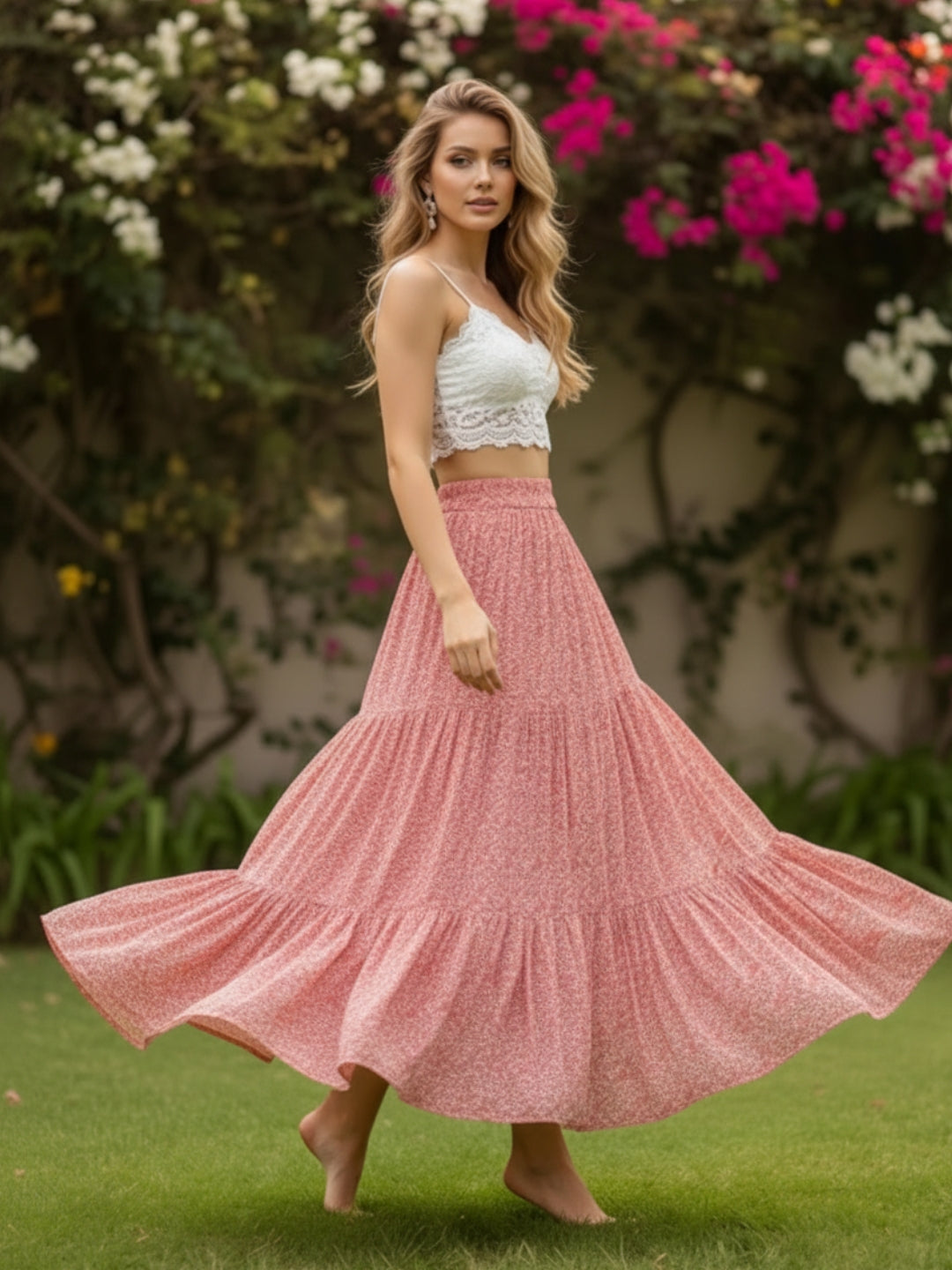 Pure Cotton Tiered Maxi Skirt