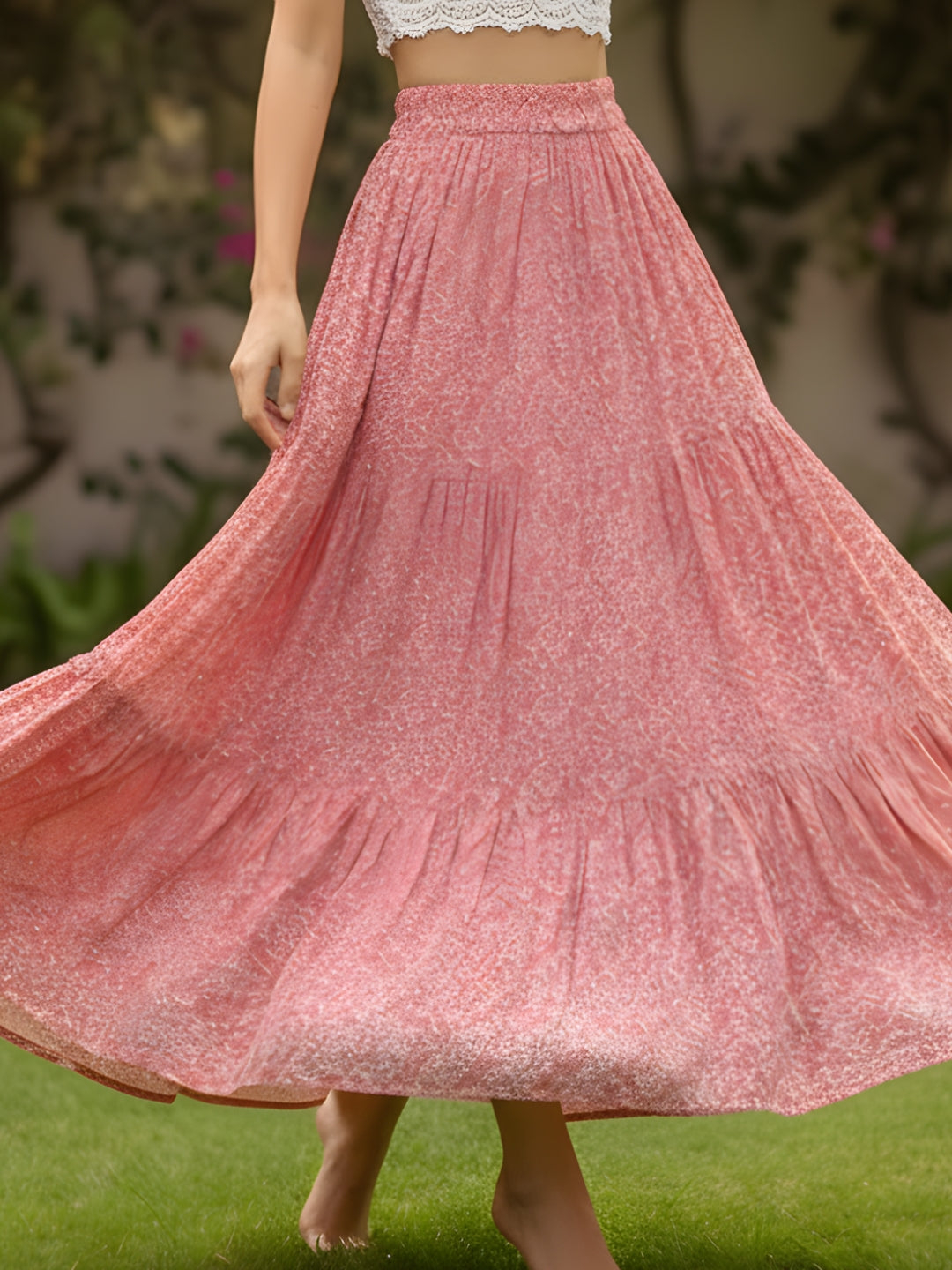 Pure Cotton Tiered Maxi Skirt