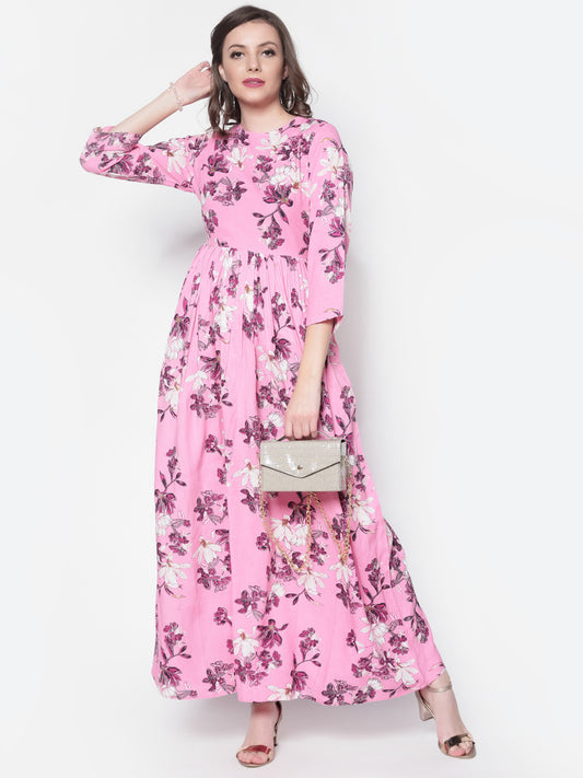 Pink & Purple Floral Maxi Dress