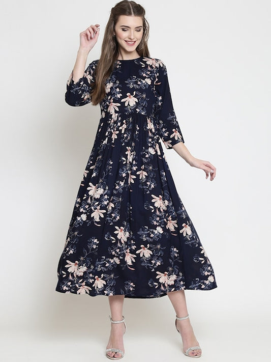 Floral print fit & flare dress