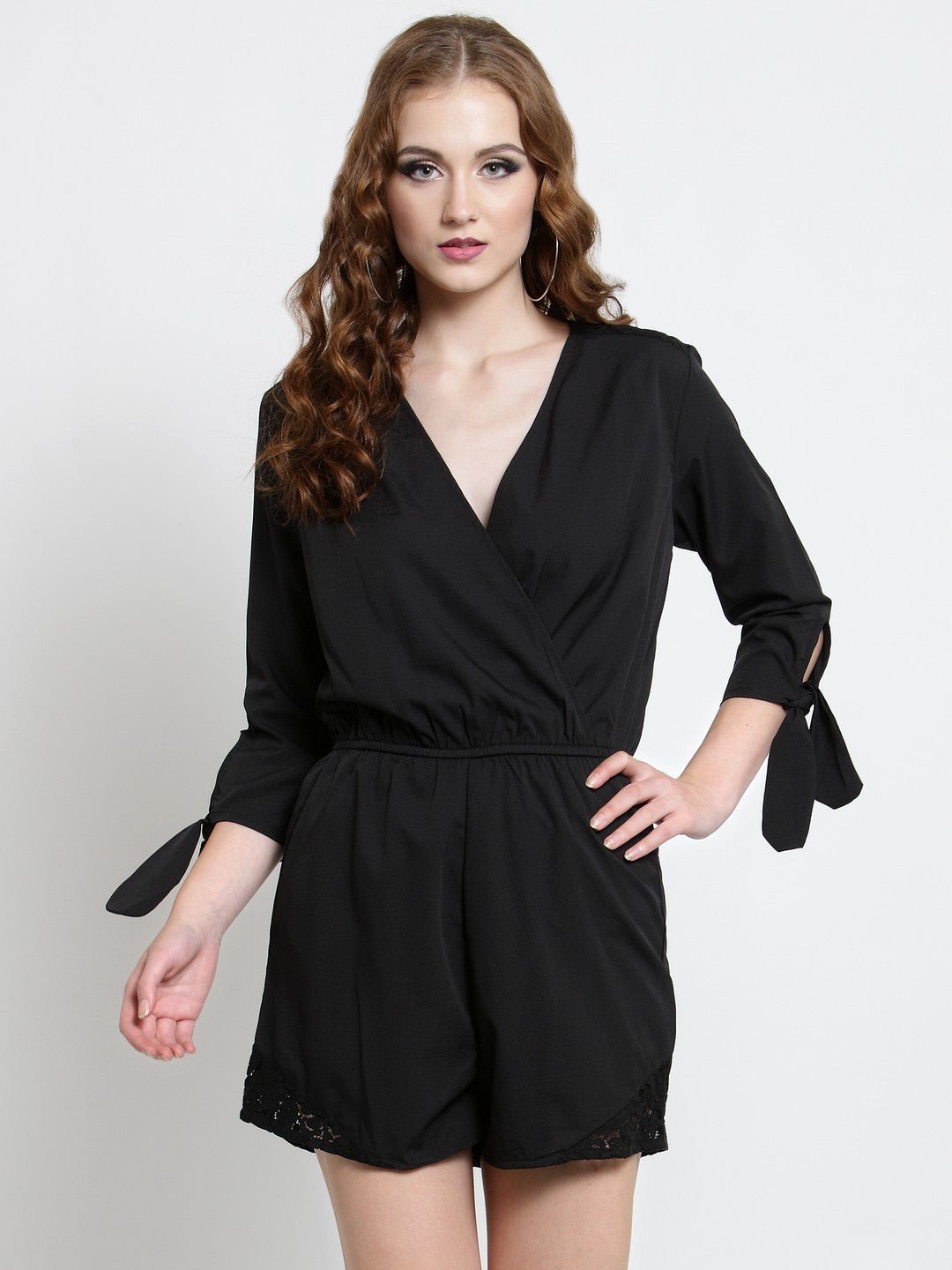 Wrap tie up sleeve jumpsuit