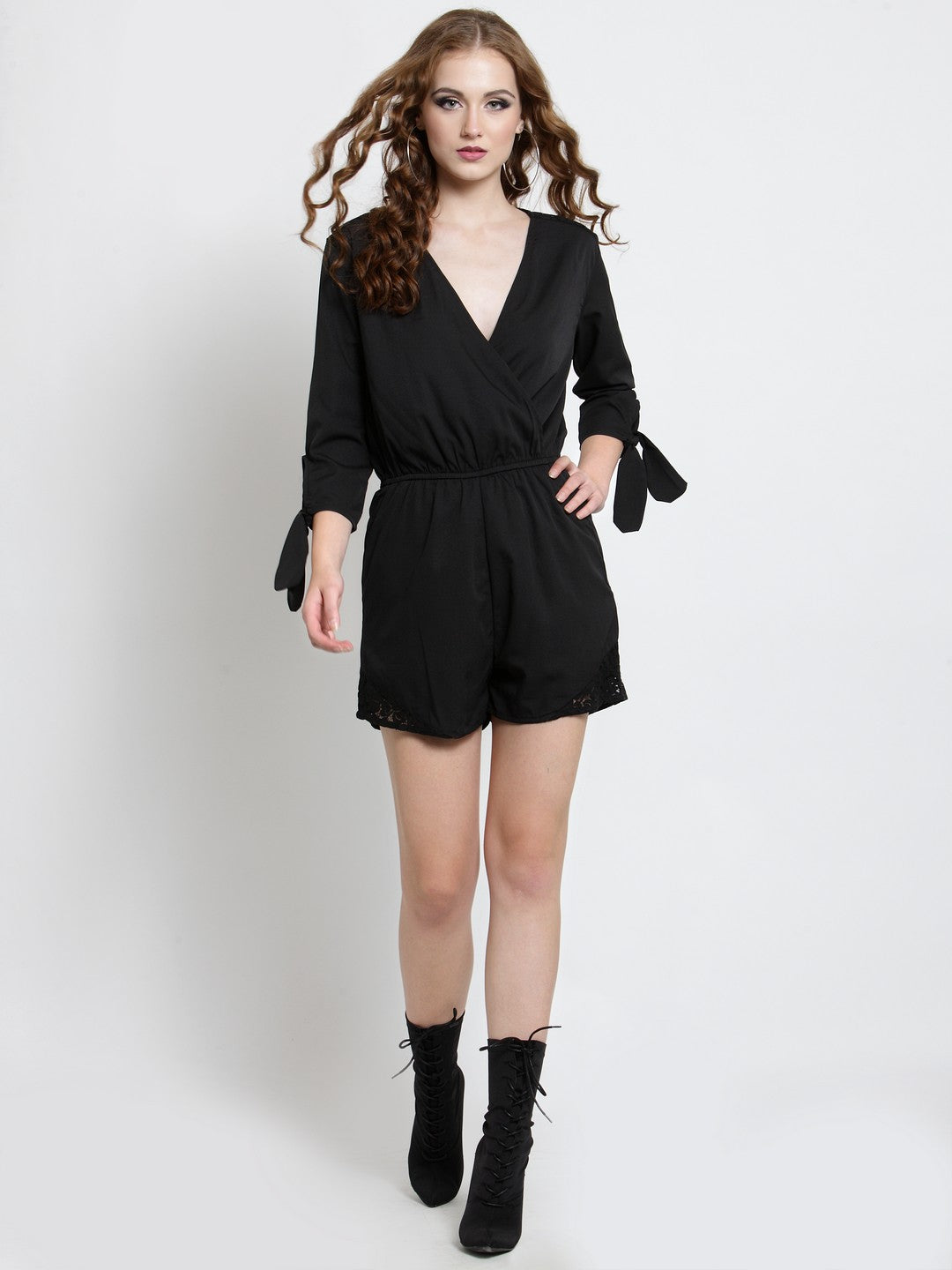 Wrap tie up sleeve jumpsuit