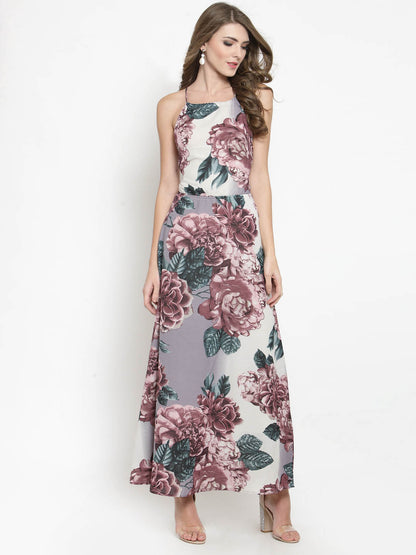 backless halter maxi dress
