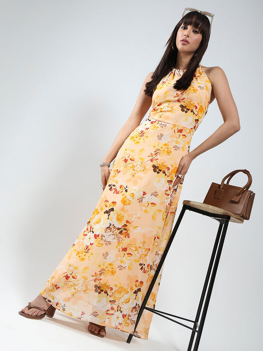 Sera Yellow Floral  Dress