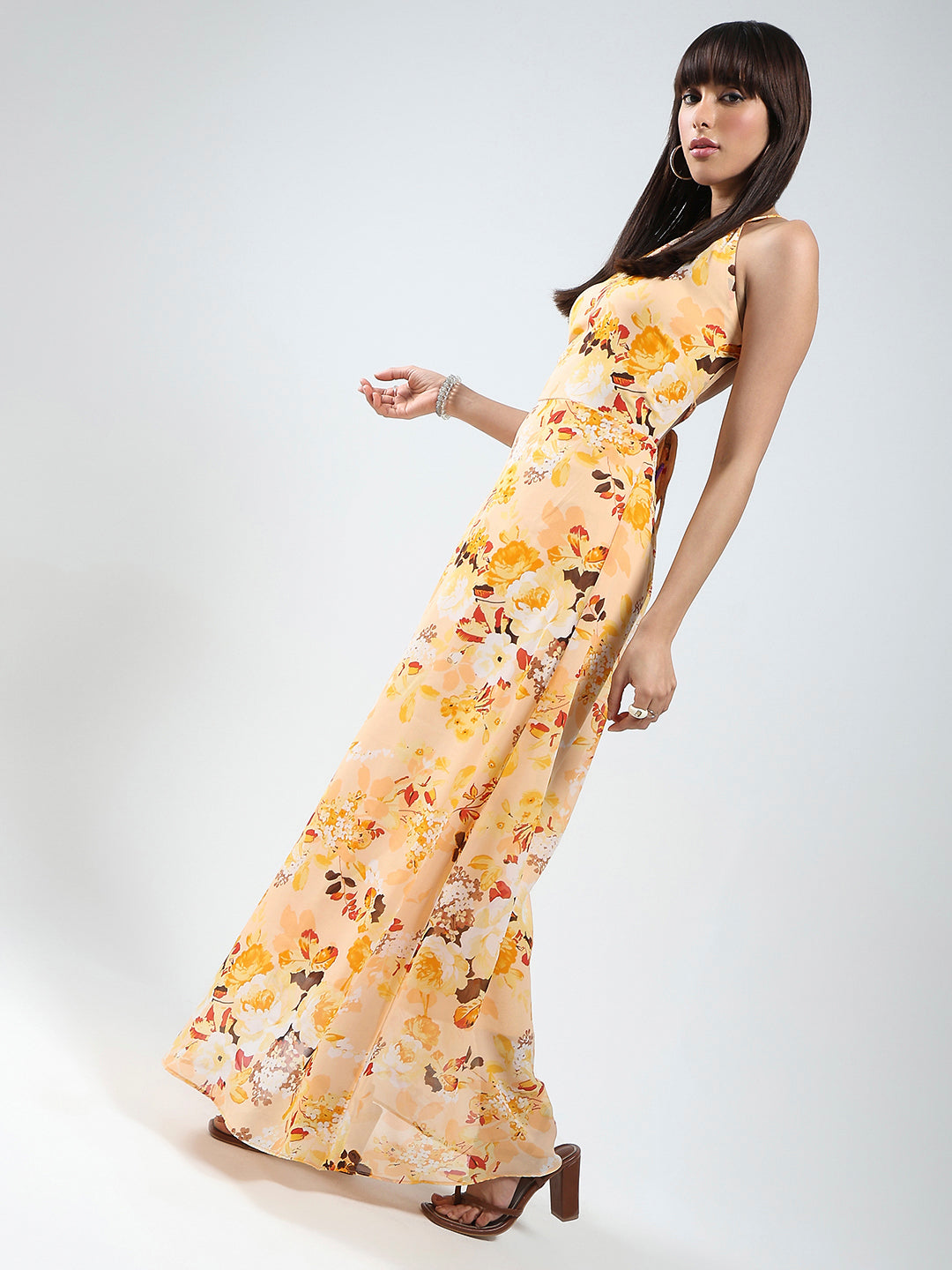 Sera Yellow Floral  Dress